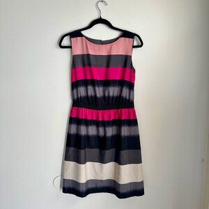 LOFT Striped Pink Grey Black Sleeveless Dress Small